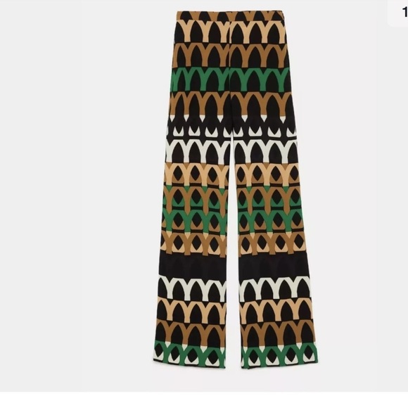 ZARA HIGH WAIST PRINT LOOSE-FIT PANTS - Picture 11 of 11